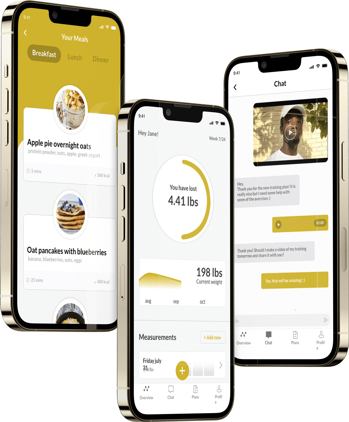 A mockup of the coaching app showcasing the features.